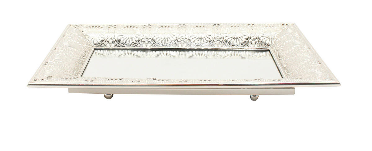 DEKOSCHALE - Silberfarben, KONVENTIONELL, Glas/Metall (43,5/28/5,5cm) - Ambia Home