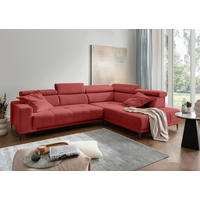 ECKSOFA INTERA Rot Struktur Kopfteilverstellung, Sitzvorzug  - Rot/Schwarz, KONVENTIONELL, Textil/Metall (305/225cm) - Livetastic