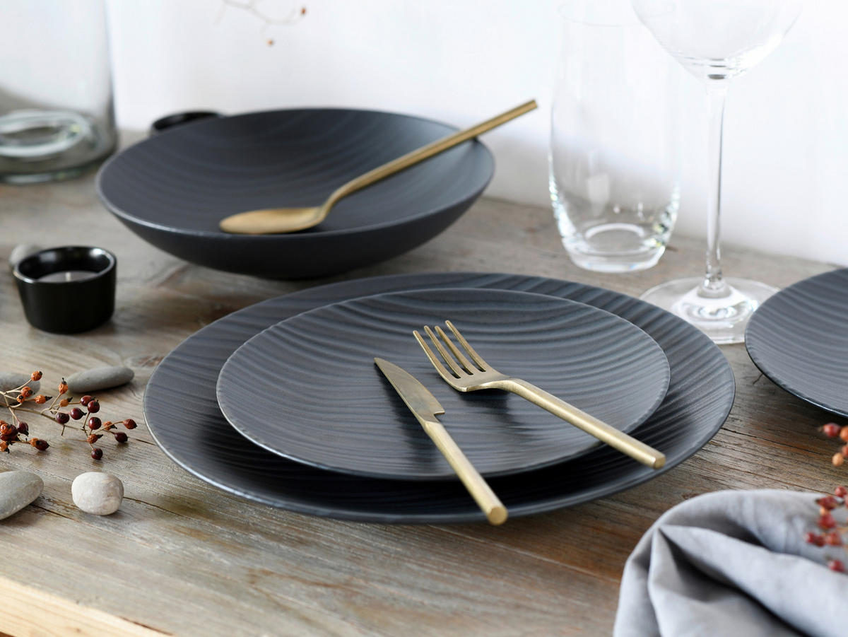 SERVIS Waves Black 12 delar  - antracit, Basics, keramik - Creatable