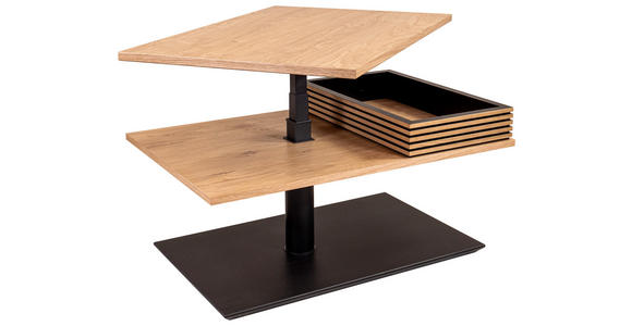 COUCHTISCH in Holz, Metall, Holzwerkstoff 90/60/49-67 cm  - Wildeiche/Schwarz, Design, Holz/Holzwerkstoff (90/60/49-67cm) - Novel