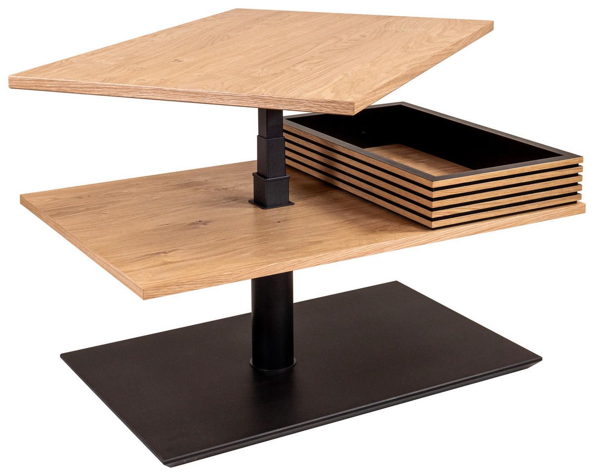 COUCHTISCH in Holz, Metall, Holzwerkstoff 90/60/49-67 cm  - Wildeiche/Schwarz, Design, Holz/Holzwerkstoff (90/60/49-67cm) - Novel