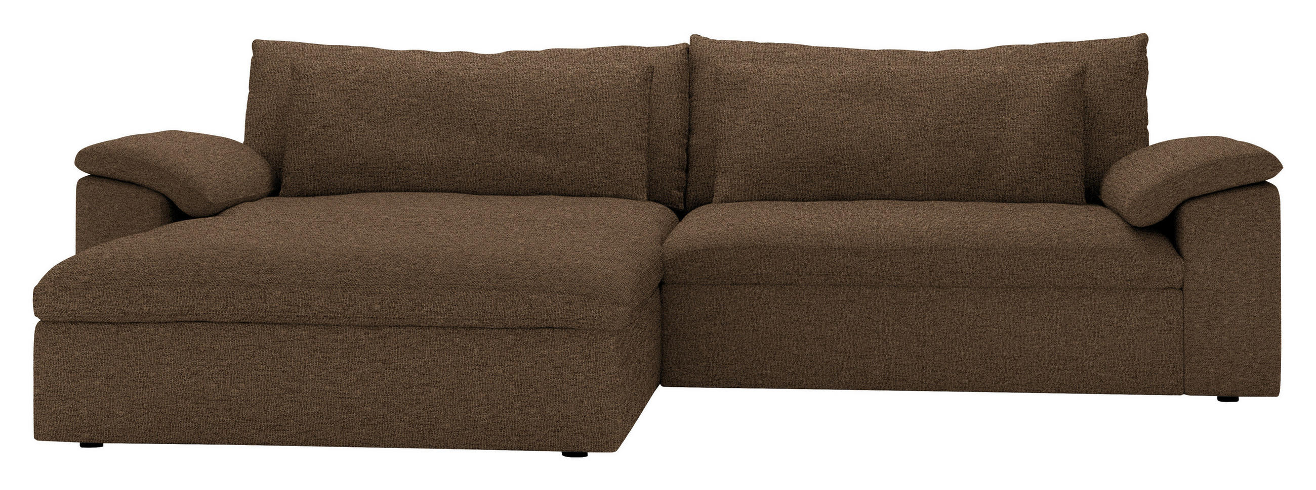 ECKSOFA Flachgewebe Dunkelbraun  - Dunkelbraun/Schwarz, Modern, Kunststoff/Textil (198/306cm) - Carryhome