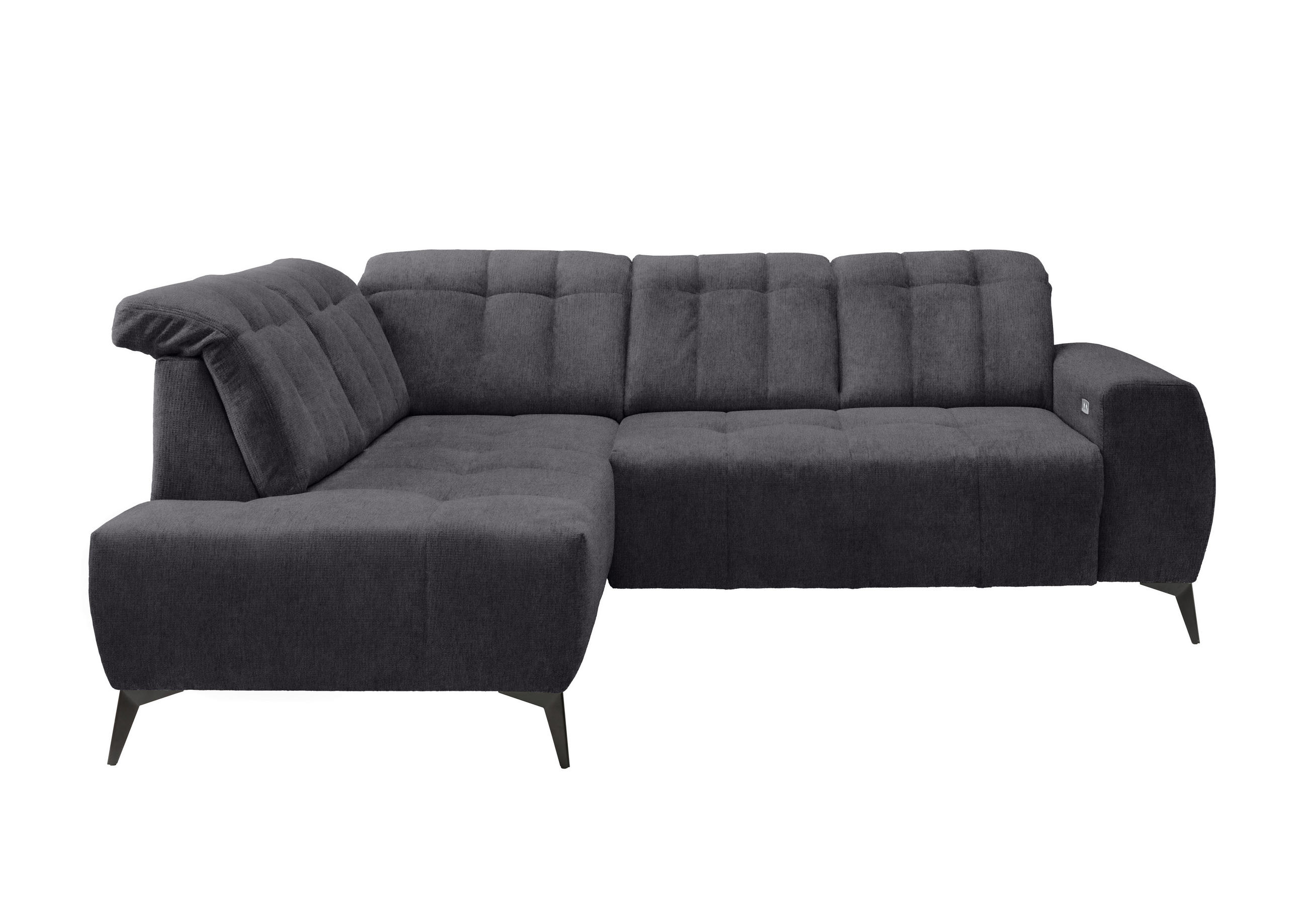ECKSOFA in Mikrofaser Anthrazit - Anthrazit/Schwarz, Modern, Textil/Metall (200/261cm) - Livetastic