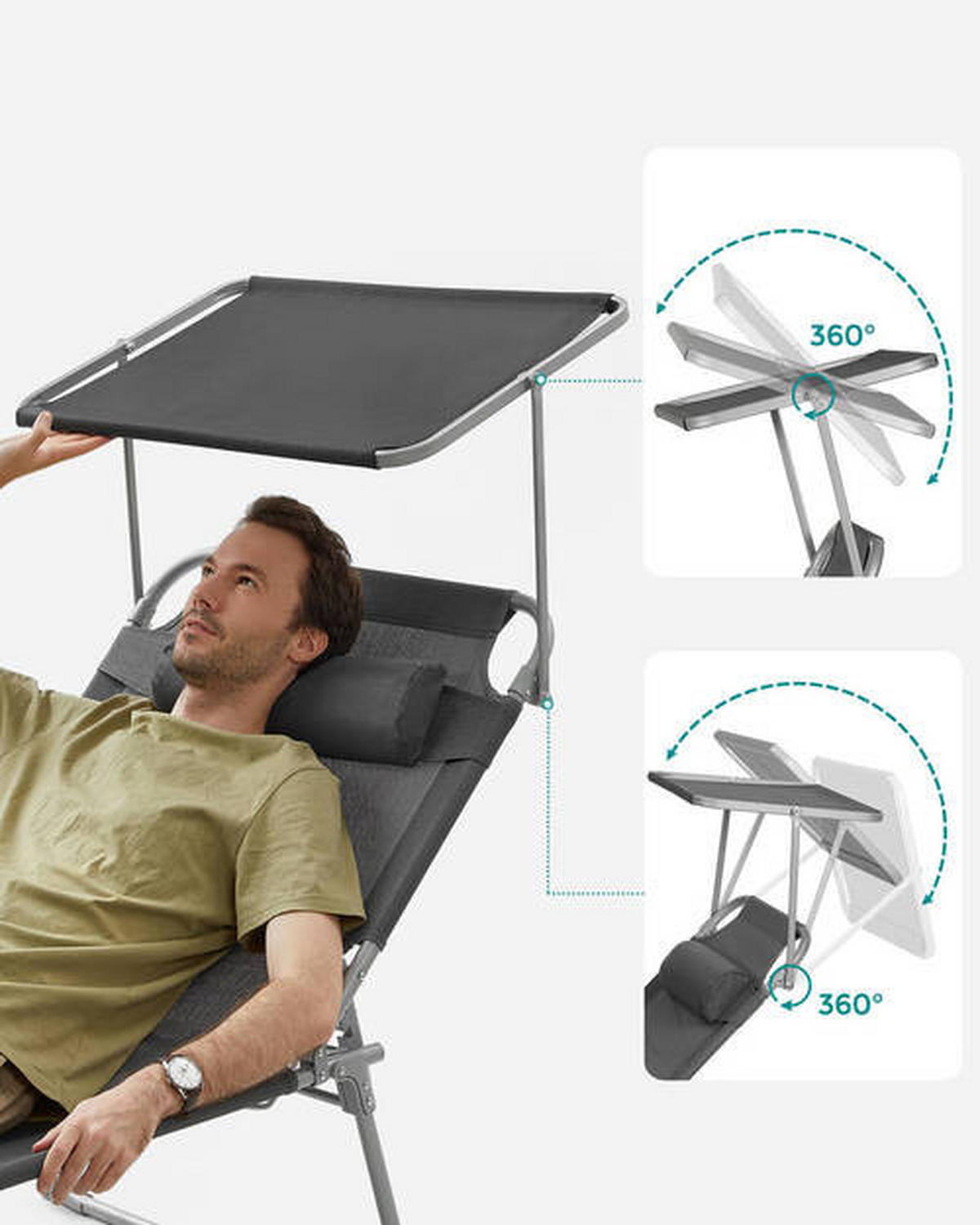 SONNENLIEGE 71/38/200 cm  - Grau, Basics, Textil/Metall (71/38/200cm) - Modante