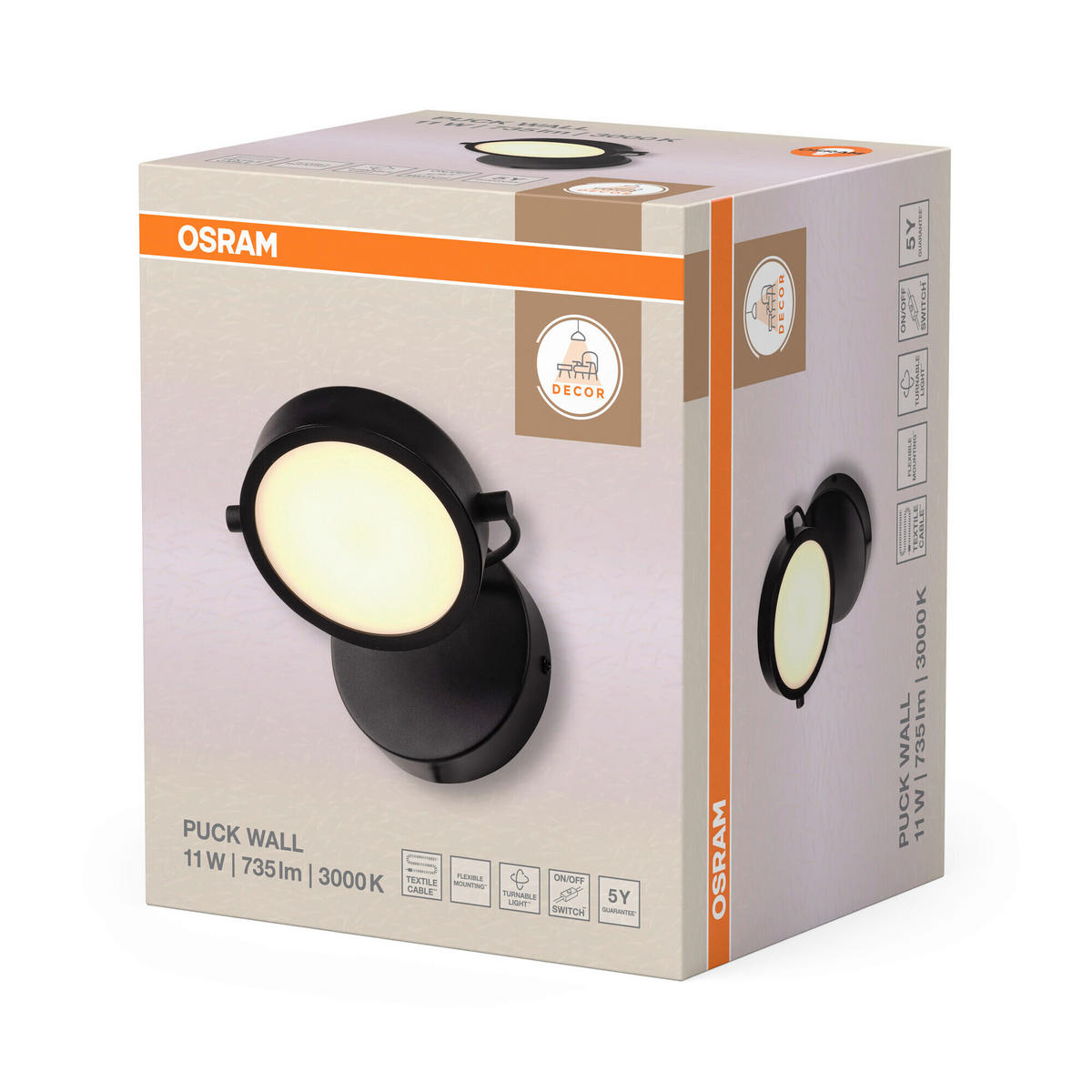 LED-WANDLEUCHTE 15/18/12,5 cm   - Schwarz, Design, Kunststoff/Metall (15/18/12,5cm) - Osram