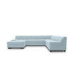 WOHNLANDSCHAFT Pastellblau Webstoff  - Wengefarben/Pastellblau, Design, Holz/Textil (153/328/212cm) - MID.YOU