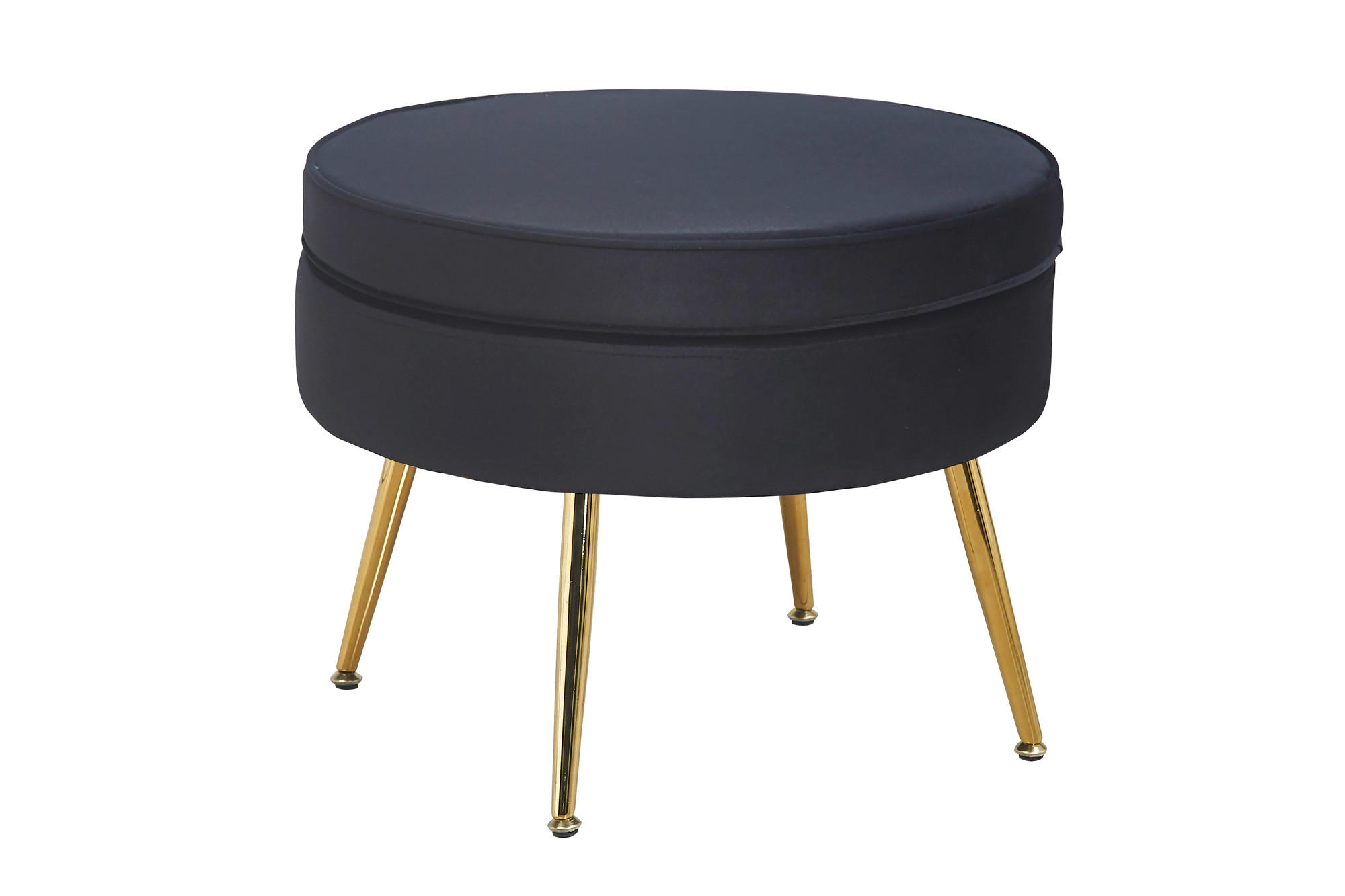 HOCKER in Textil Schwarz - Goldfarben/Schwarz, MODERN, Textil/Metall (52/41/52cm) - Livetastic