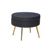 HOCKER in Textil Schwarz  - Goldfarben/Schwarz, MODERN, Textil/Metall (52/41/52cm) - Livetastic