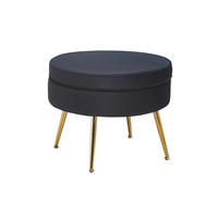 HOCKER Samt Schwarz  - Goldfarben/Schwarz, MODERN, Textil/Metall (52/41/52cm) - Livetastic