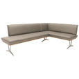 ECKBANK 197/162 cm  in Taupe  - Taupe/Edelstahlfarben, Design, Leder/Holz (197/162cm) - Ambiente