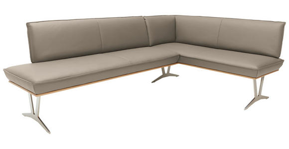 ECKBANK 197/152 cm  in Taupe  - Taupe/Edelstahlfarben, Design, Leder/Holz (197/152cm) - Ambiente