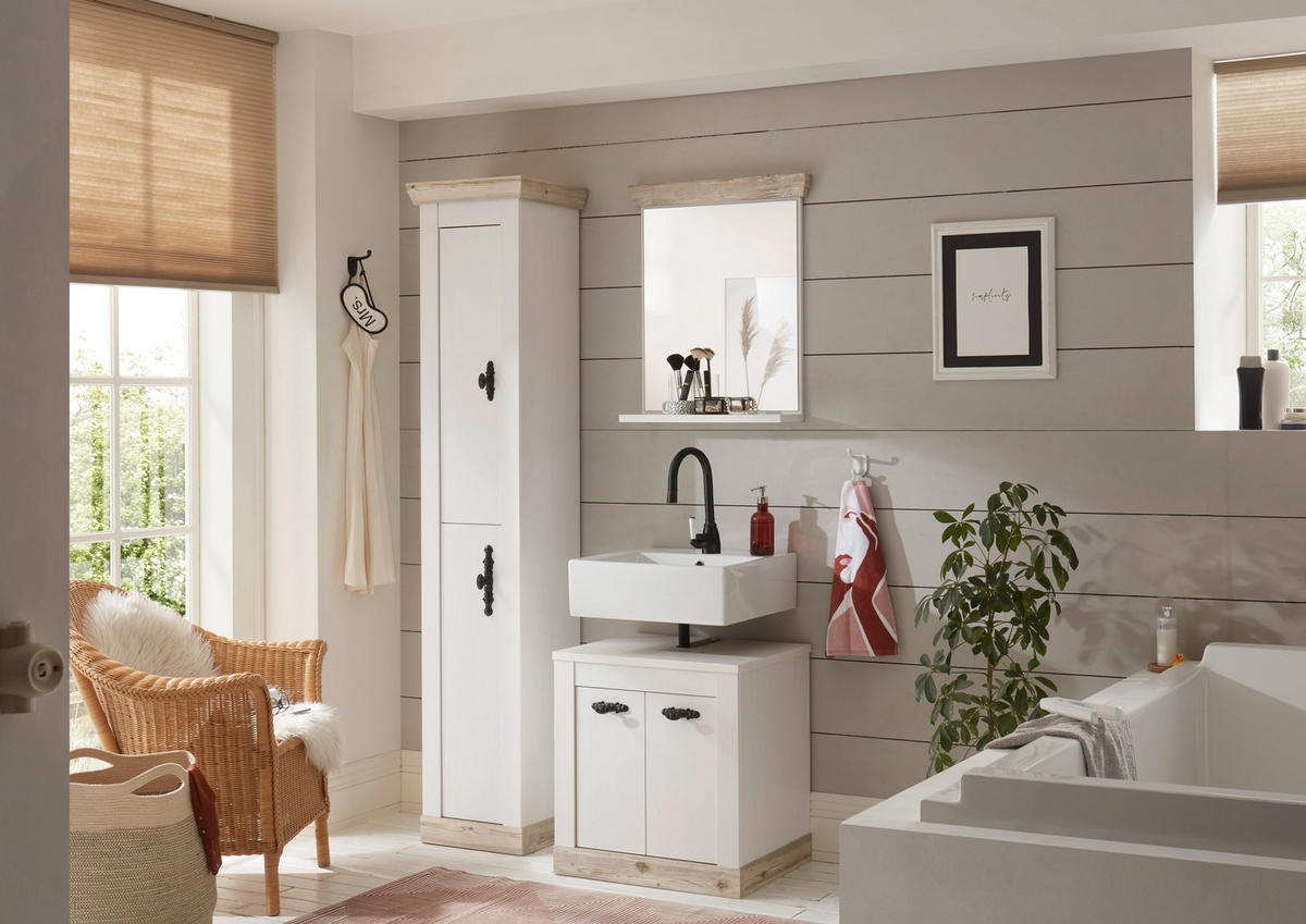 BADEZIMMER 3-teilig  in  - Schwarz/Pinienfarben, Design, Holzwerkstoff/Metall (60/200/46cm) - MID.YOU