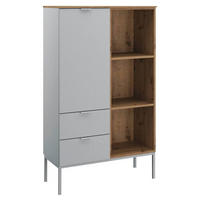 KOMMODE 80/138/42 cm  in Grau, Eichefarben  - Eichefarben/Alufarben, Trend, Holzwerkstoff/Kunststoff (80/138/42cm) - Stylife