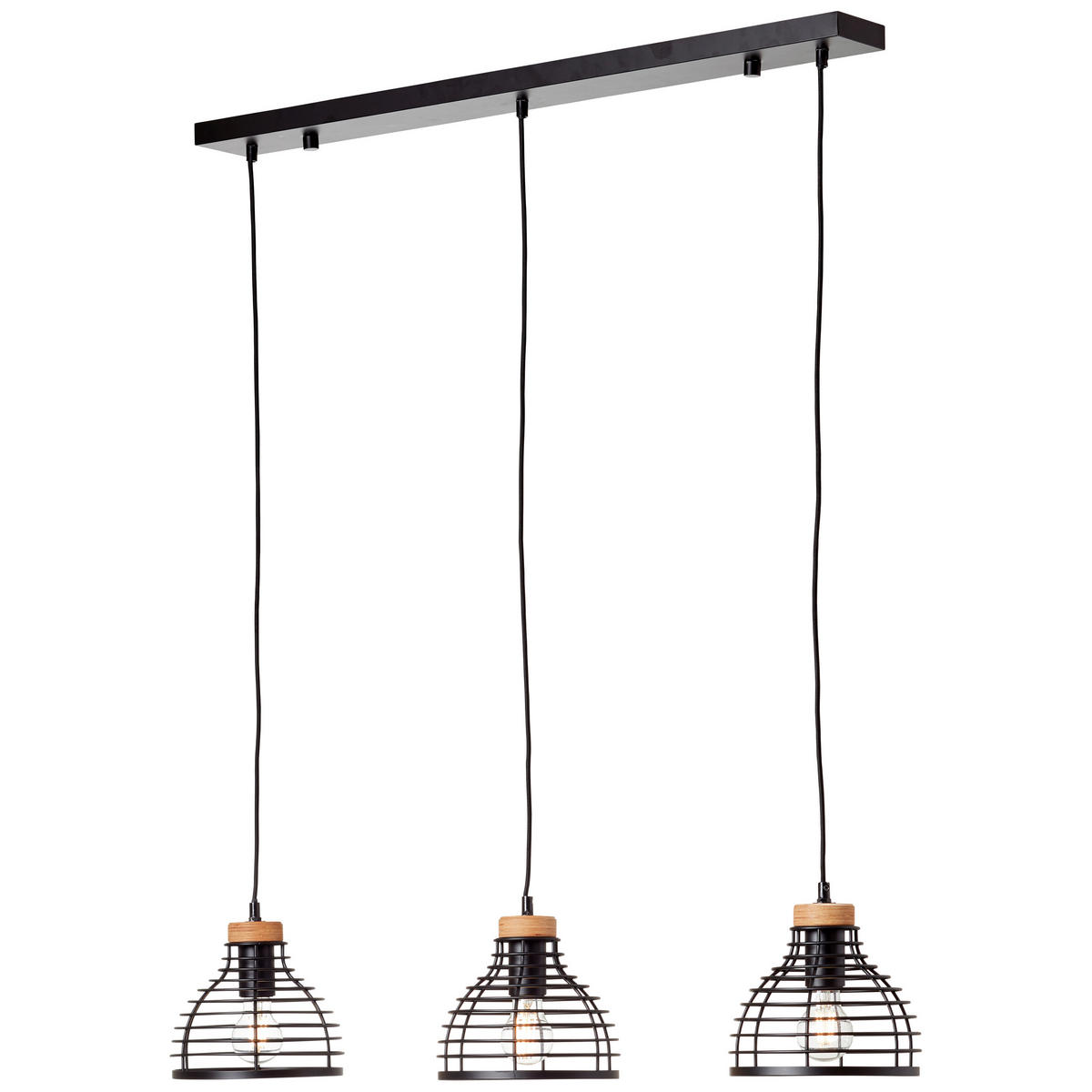 PENDELLEUCHTE 100/25/120 cm  - Schwarz, Natur, Holz/Metall (100/25/120cm) - Brilliant