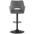 BARHOCKER Cord Schwarz, Dunkelgrau Eisen Sitzfläche 360° drehbar, inklusive Armlehnen  - Dunkelgrau/Schwarz, Design, Textil/Metall (56/102-123/58cm) - Hom`in