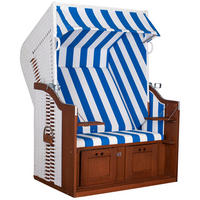 Strandkorb Ostsee Fehmarn - Blau/Weiß, Basics, Holz/Kunststoff (124/159/87cm) - Gardenson