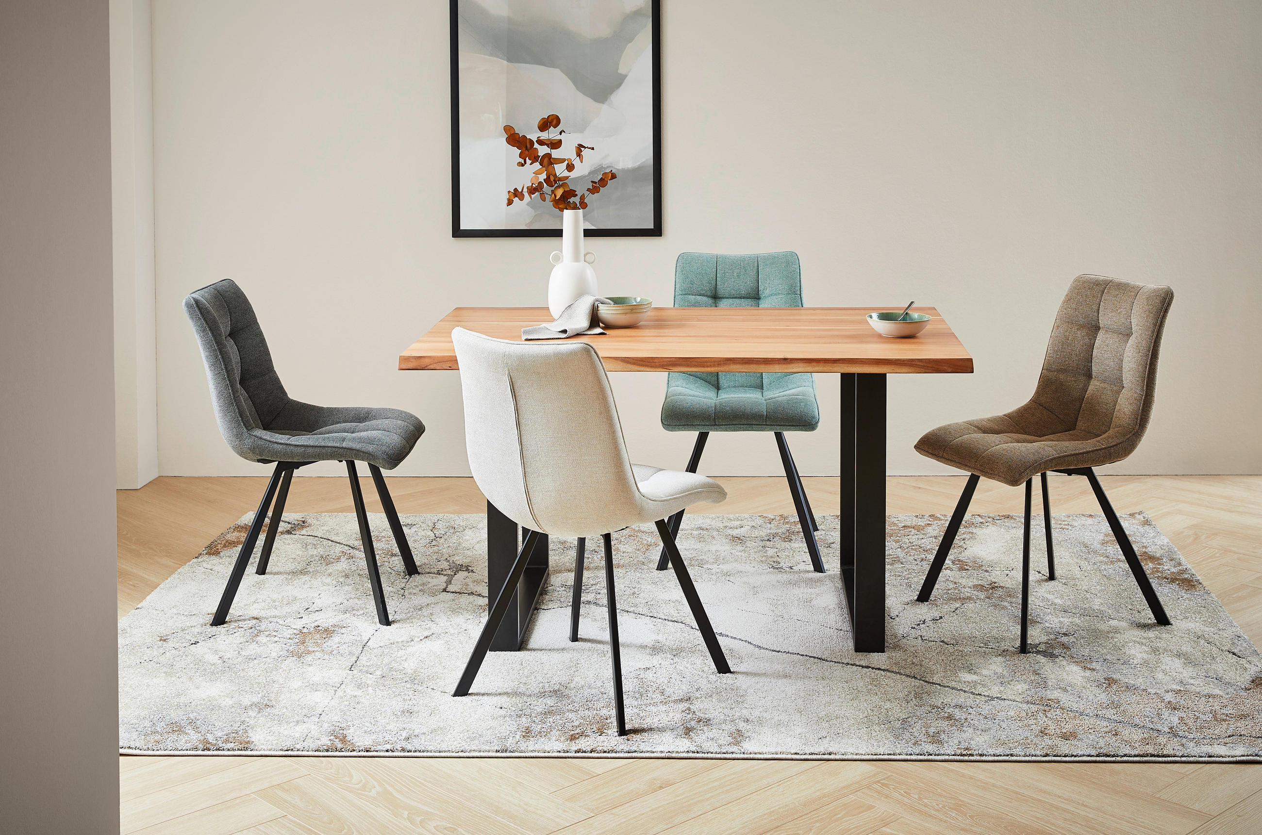 ESSTISCH in Holz 140/90/76 cm  - Schwarz/Akaziefarben, Natur, Holz/Metall (140/90/76cm) - Linea Natura
