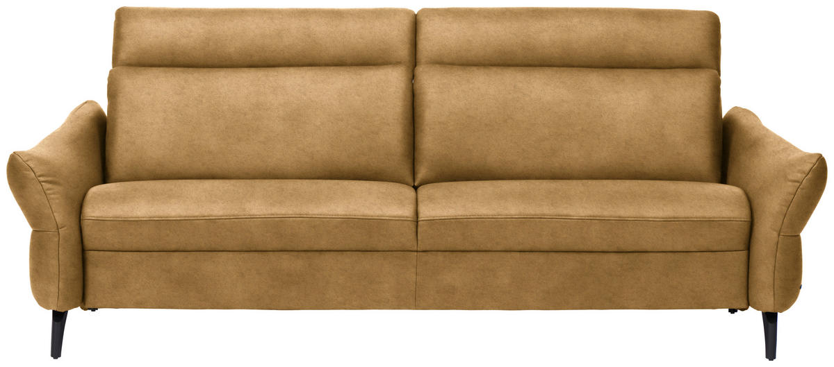 3-SITZER-SOFA in Leder Currygelb  - Currygelb/Anthrazit, Design, Leder/Metall (227/92/97cm) - Himolla Komfortklass