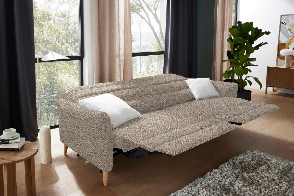 2-SITZER-SOFA in Webstoff Beige  - Eiche Bianco/Beige, Design, Holz/Textil (234-262/85-106/98-112cm) - Dieter Knoll