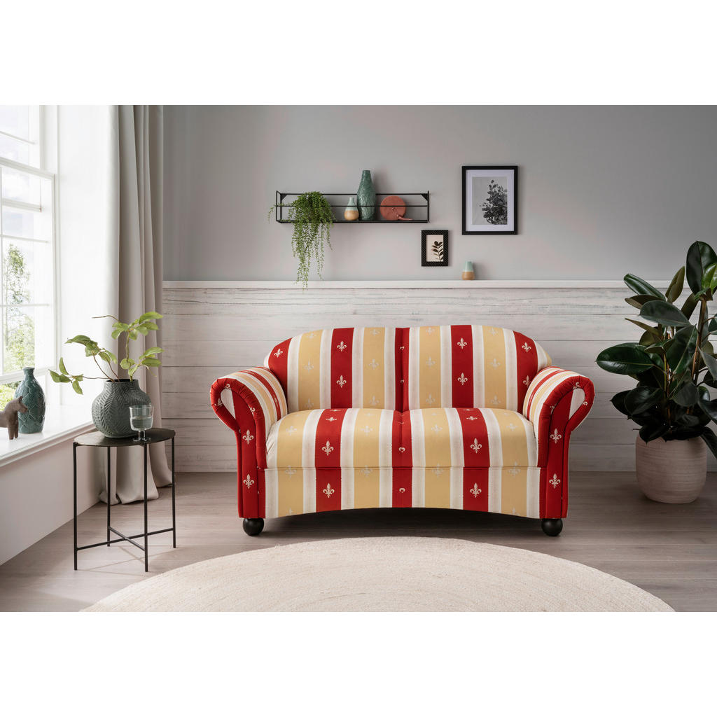 Thumbnail - Livetastic 2-Sitzer-Sofa, Rot, Textil, Buche, Streifen, 151x84x80 cm, Made in EU, Typenauswahl, Rücken echt, Wohnzimmer,...