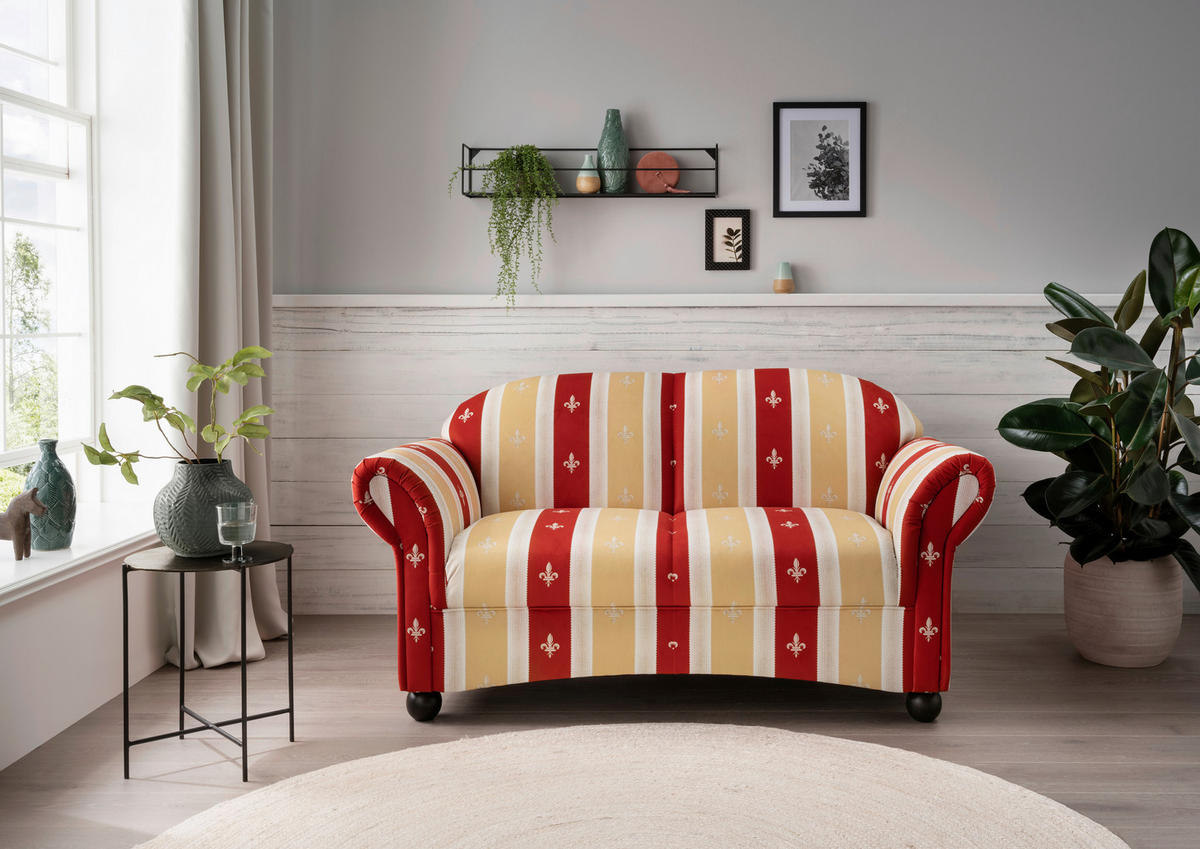 2-SITZER-SOFA in Mikrofaser Rot  - Wengefarben/Rot, Konventionell, Holz/Textil (151/84/80cm) - Livetastic