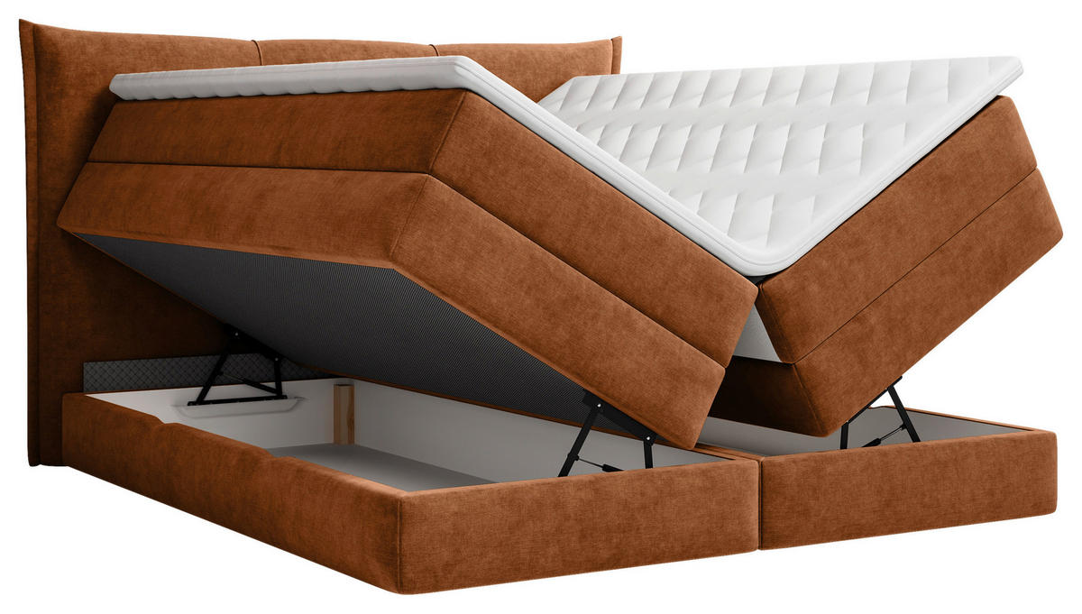 KONTINENTALSÄNG 180/200 cm  i terrakotta  - svart/terrakotta, Modern, trämaterial/trä (180/200cm) - MID.YOU