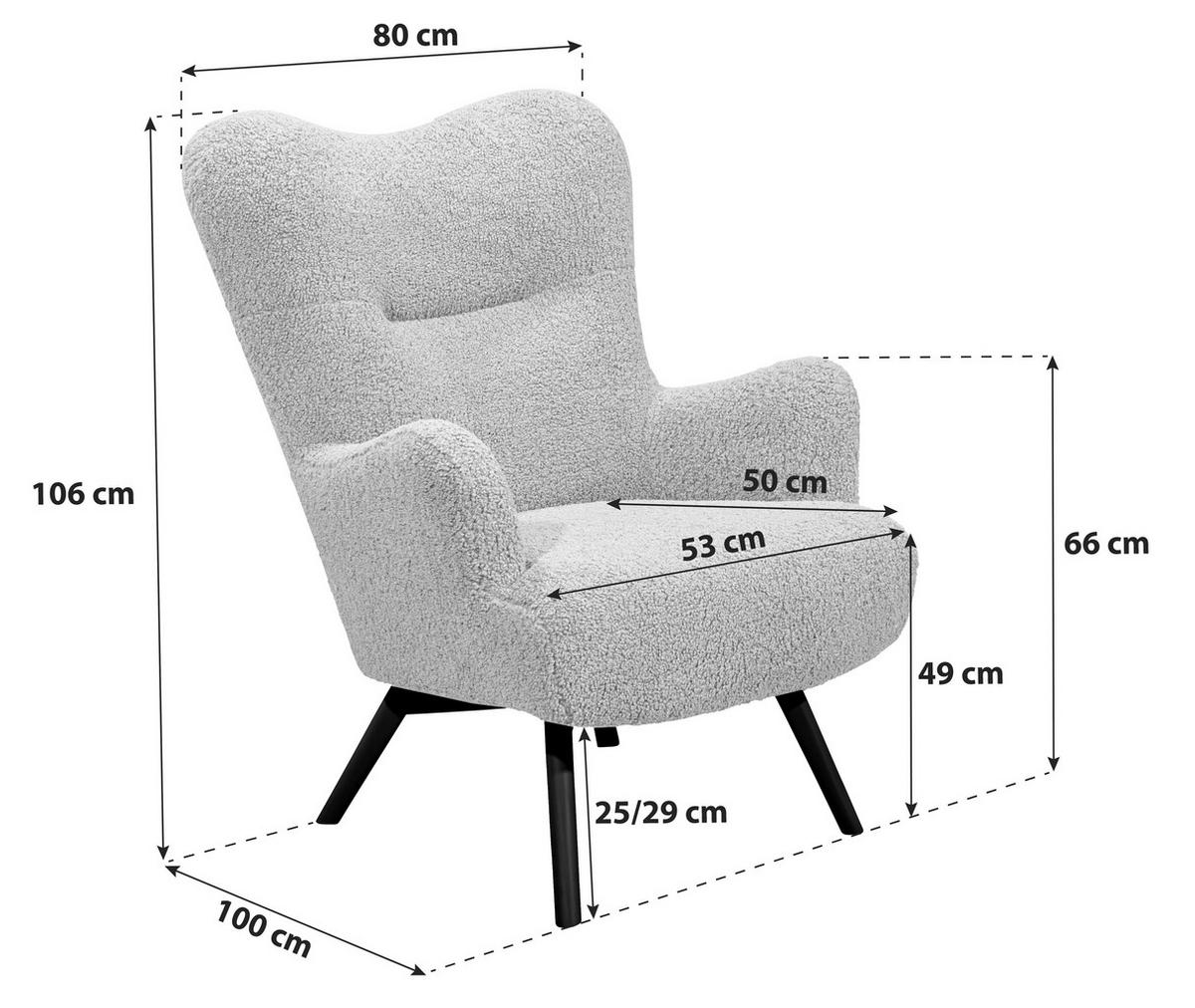 OHRENSESSEL in Teddystoff Braun, Schwarz  - Schwarz/Braun, Design, Holz/Holzwerkstoff (80/106/100cm) - MID.YOU