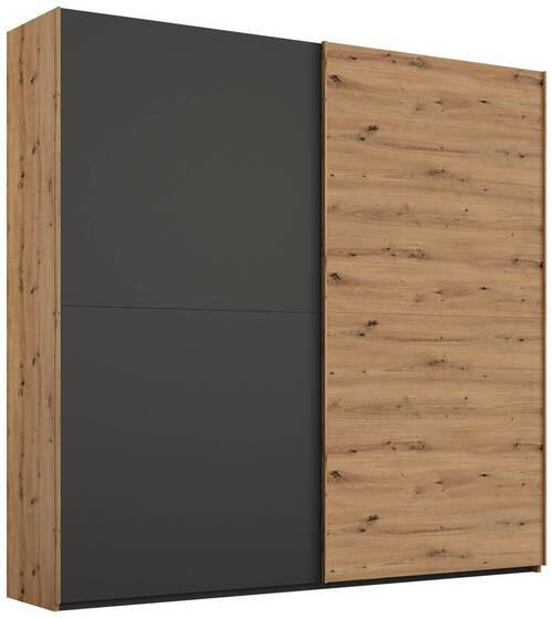 SCHWEBETÜRENSCHRANK  in Graphitfarben, Eiche Artisan  - Graphitfarben/Eiche Artisan, Trend, Holzwerkstoff (201/223/68cm) - Stylife