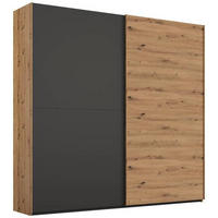 SCHWEBETÜRENSCHRANK 2-türig Graphitfarben, Eiche Artisan  - Graphitfarben/Eiche Artisan, Trend, Holzwerkstoff (201/223/68cm) - Stylife