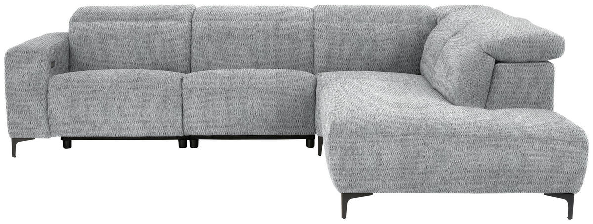 ECKSOFA Grau Flachgewebe  - Schwarz/Grau, Design, Textil/Metall (290/238cm) - Pure Home Lifestyle