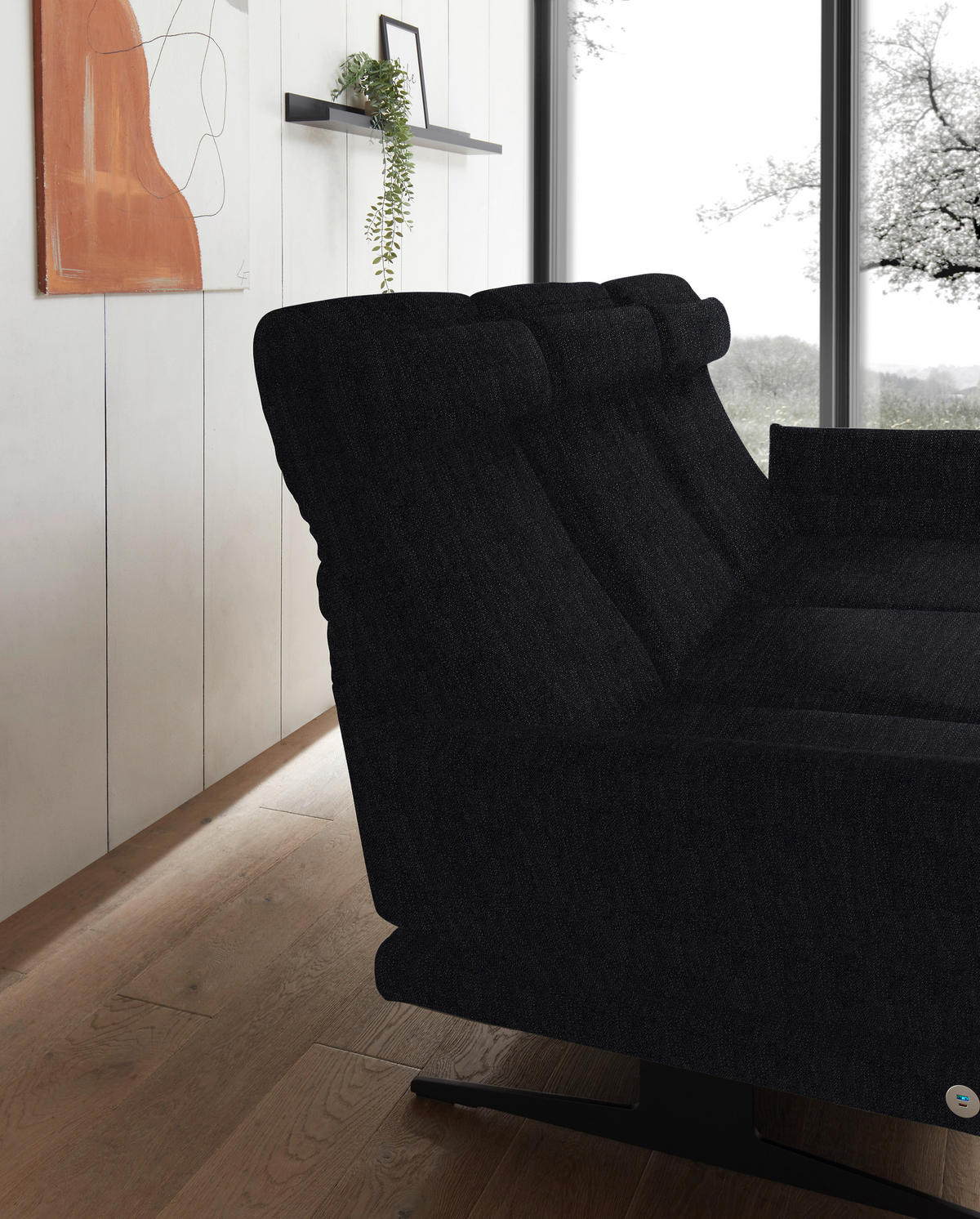 ECKSOFA in Flachgewebe Schwarz  279-327/176-217 cm  - Schwarz, Design, Textil/Metall (279-327/176-217cm) - Dieter Knoll