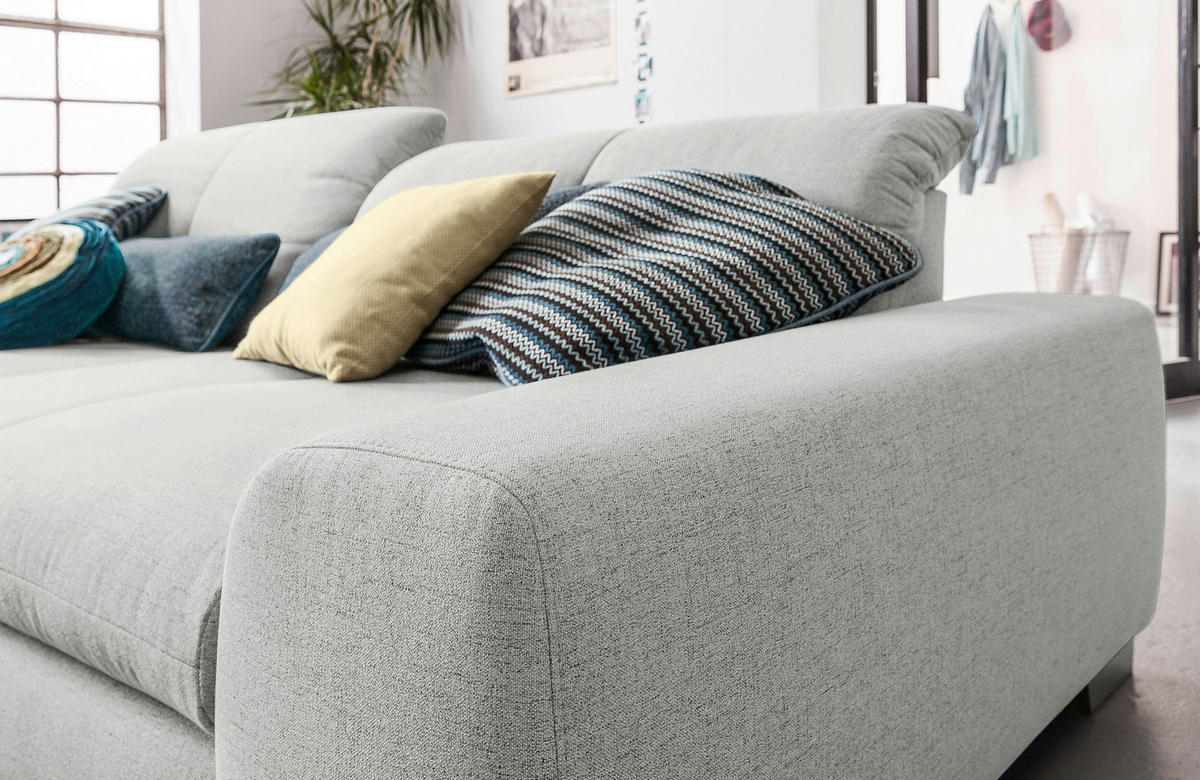 ECKSOFA Hellgrau Flachgewebe  - Chromfarben/Hellgrau, Design, Textil/Metall (198/276cm) - SetOne by Musterring