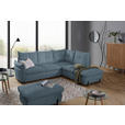 ECKSOFA in Bouclé Blau  - Blau/Schwarz, Design, Textil/Metall (250/220cm) - Xora