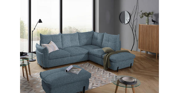 ECKSOFA in Bouclé Blau  - Blau/Schwarz, Design, Textil/Metall (250/220cm) - Xora