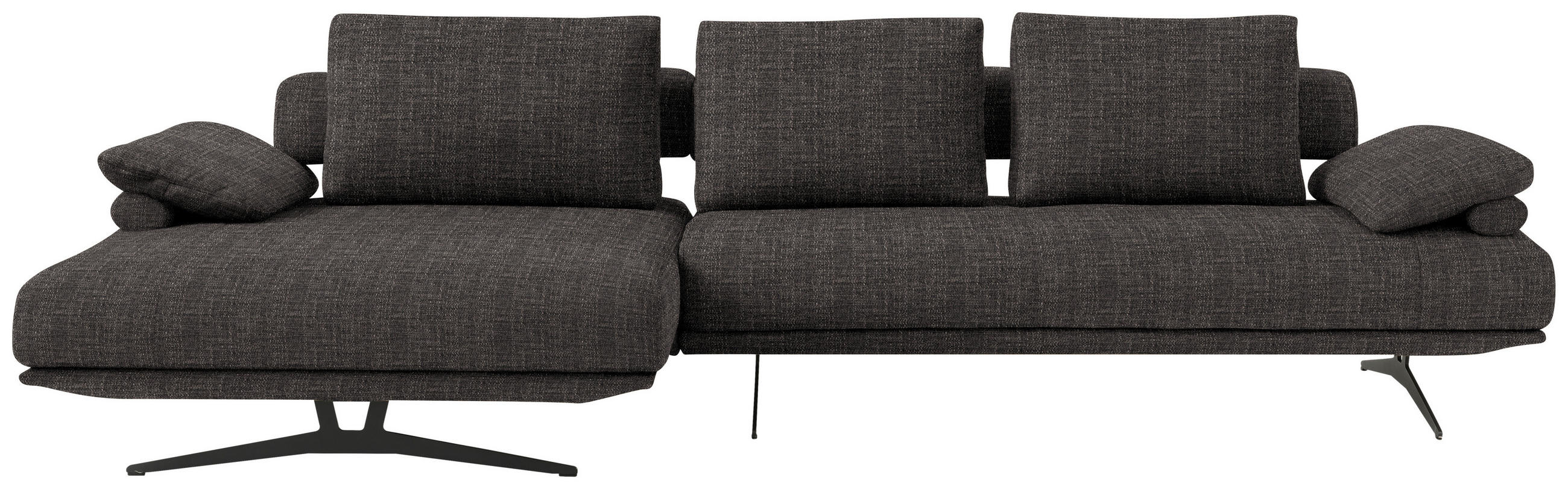 ECKSOFA in Chenille Dunkelbraun  - Dunkelbraun/Schwarz, Design, Textil/Metall (168/334cm) - Dieter Knoll