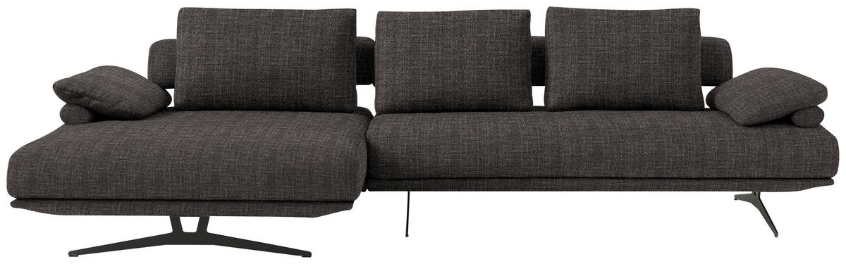 ECKSOFA in Chenille Dunkelbraun  168/334 cm  - Dunkelbraun/Schwarz, Design, Textil/Metall (168/334cm) - Dieter Knoll