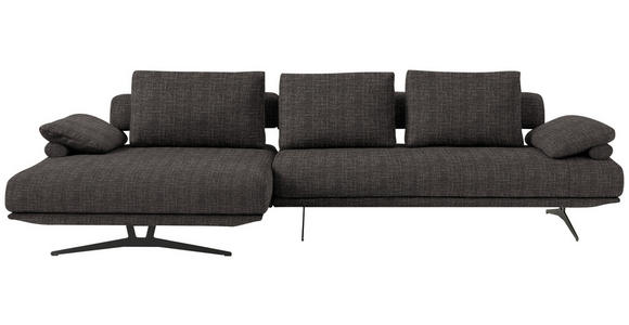 ECKSOFA in Chenille Dunkelbraun  - Dunkelbraun/Schwarz, Design, Textil/Metall (168/334cm) - Dieter Knoll