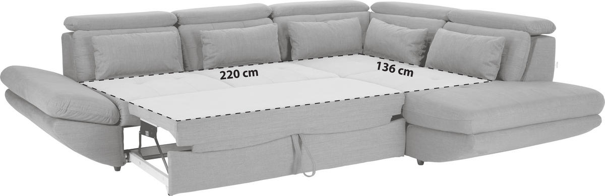 WOHNLANDSCHAFT in Webstoff Dunkelgrau  - Dunkelgrau/Schwarz, Modern, Kunststoff/Textil (233/311cm) - MID.YOU