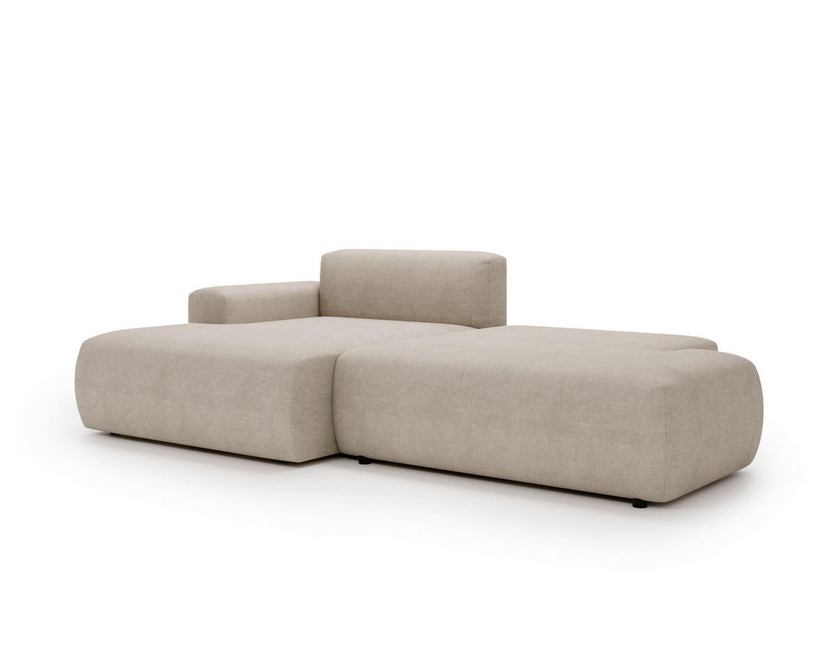ECKSOFA REVE in Chenille Beige  160/284 cm  - Beige/Schwarz, Design, Kunststoff/Textil (160/284cm) - Livetastic