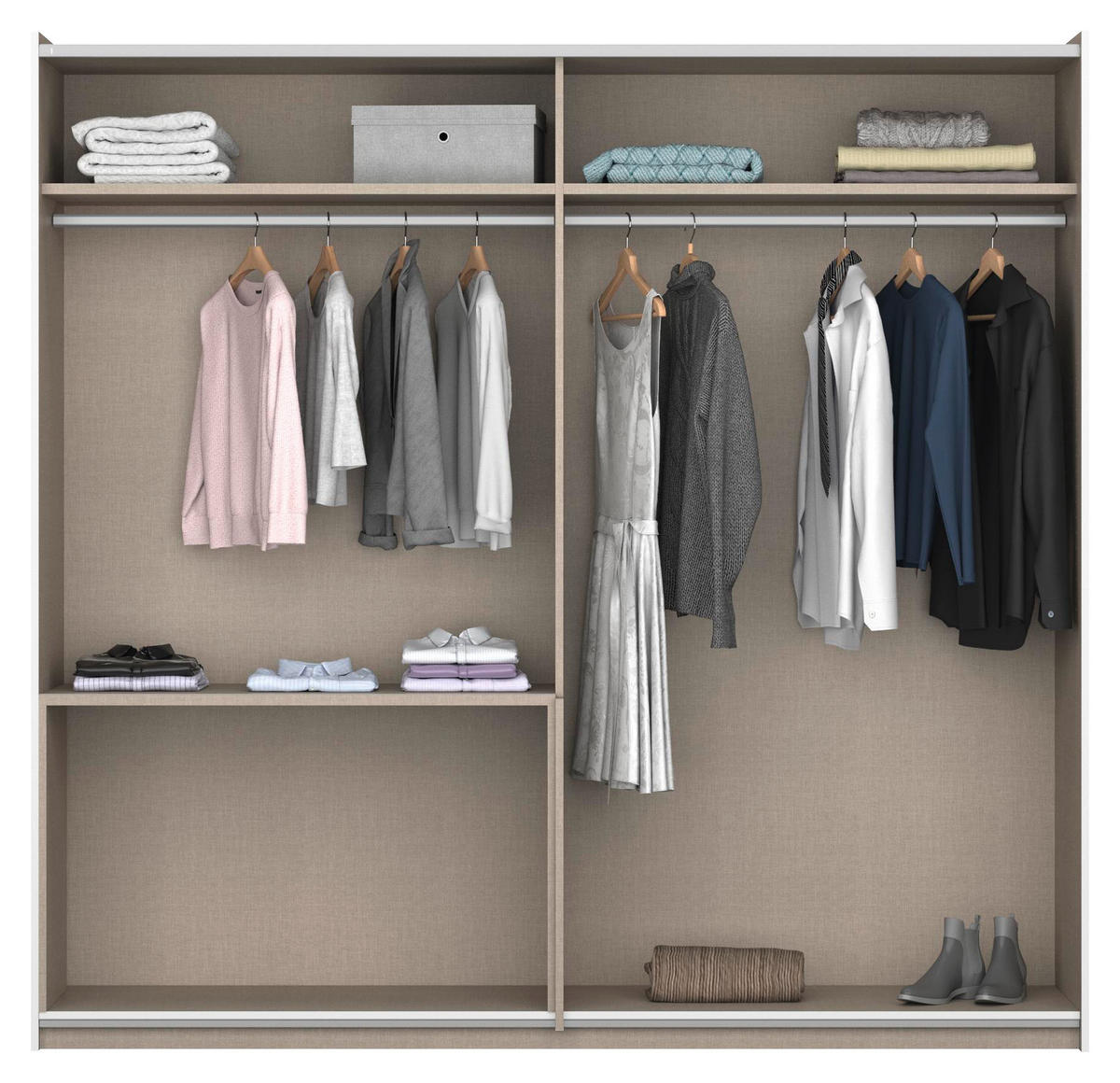 SCHWEBETÜRENSCHRANK 218/210/59 cm 2-türig Weiß  - Alufarben/Weiß, Design, Holzwerkstoff/Metall (218/210/59cm) - Rauch Möbel