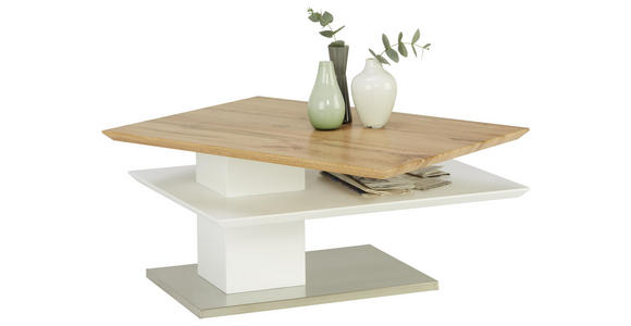 COUCHTISCH in Metall, Holzwerkstoff 80/60/40 cm - Edelstahlfarben/Eichefarben, Design, Holzwerkstoff/Metall (80/60/40cm) - Xora