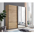 SCHWEBETÜRENSCHRANK 215/225,5/60,5 cm 2-türig Eichefarben  - Eichefarben/Schwarz, MODERN, Glas/Holzwerkstoff (215/225,5/60,5cm) - Xora