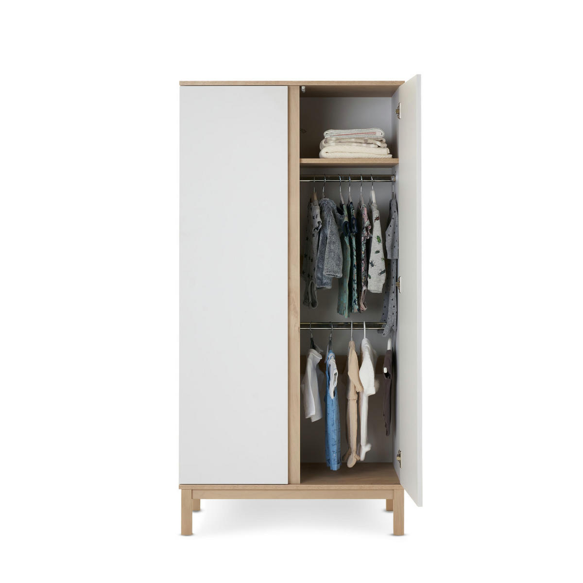 BABYKLEIDERSCHRANK Astrid Weiß, Eschefarben  - Eschefarben/Weiß, Basics, Holz/Holzwerkstoff (90/180/50cm) - FAKTUM