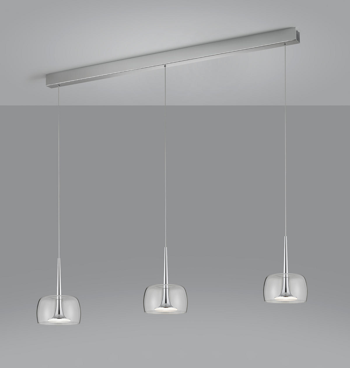 LED-HÄNGELEUCHTE Flute 110/7/200 cm   - Chromfarben, Design, Glas/Kunststoff (110/7/200cm) - Helestra