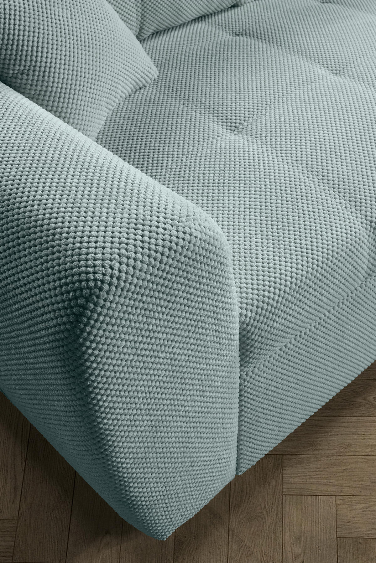 ECKSOFA Mintgrün Plüsch  - Schwarz/Mintgrün, KONVENTIONELL, Kunststoff/Textil (249/175cm) - Carryhome
