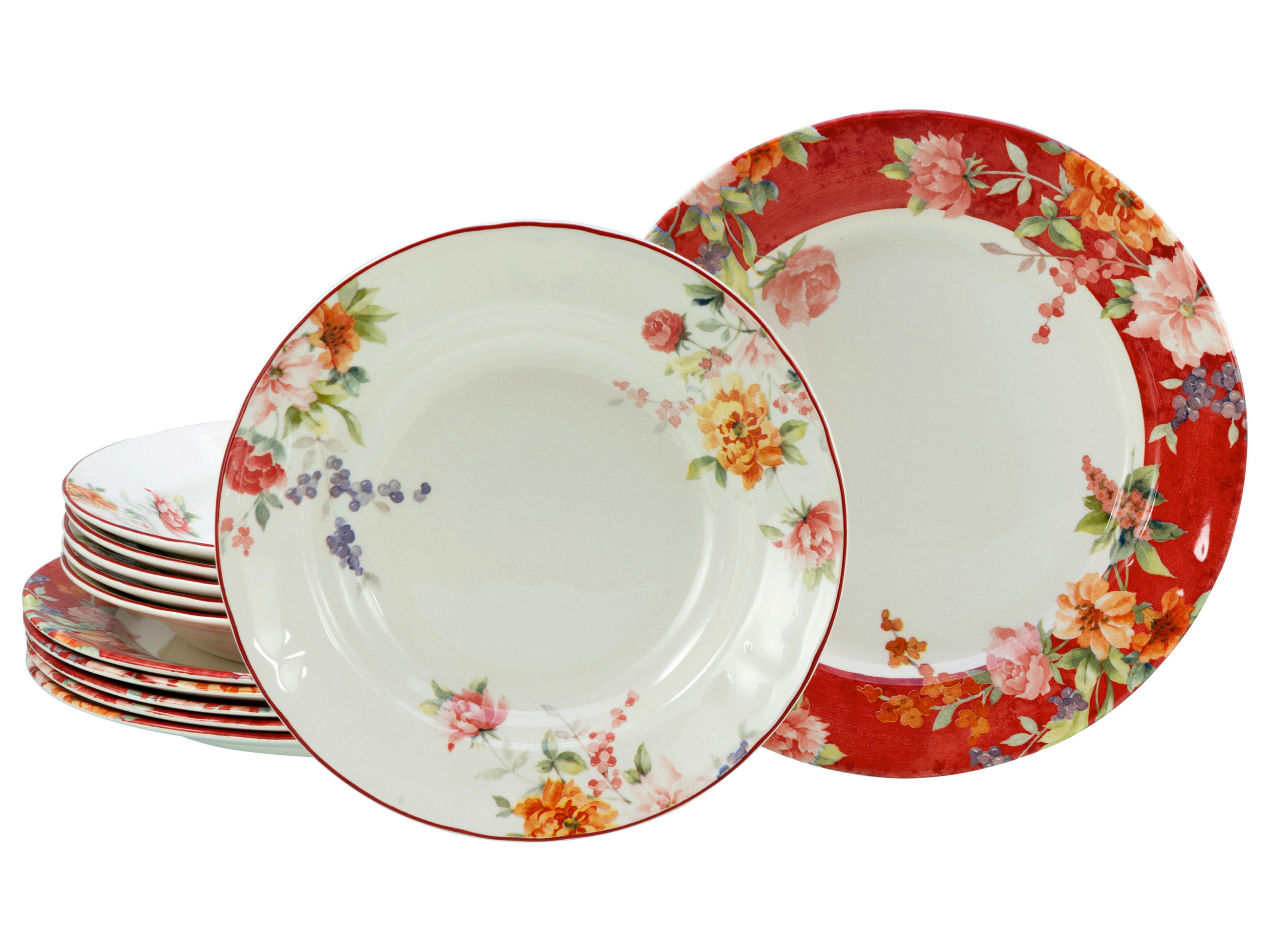 TAFELSERVICE Multicolor Crimson 12-teilig  - Multicolor, Basics, Keramik