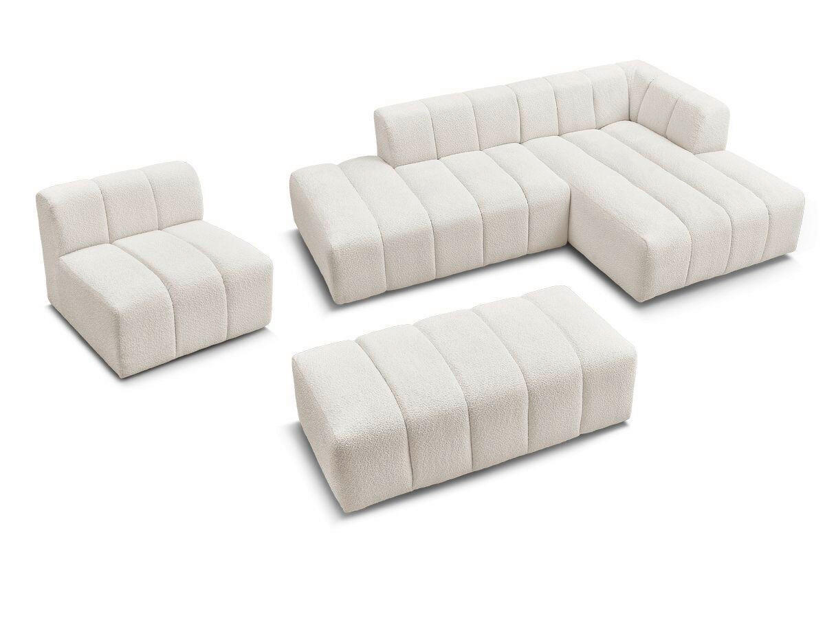 ECKSOFA Ottomane rechts  ANNECY Weiß Bouclé  - Schwarz/Weiß, MODERN, Kunststoff/Textil (262/170cm)