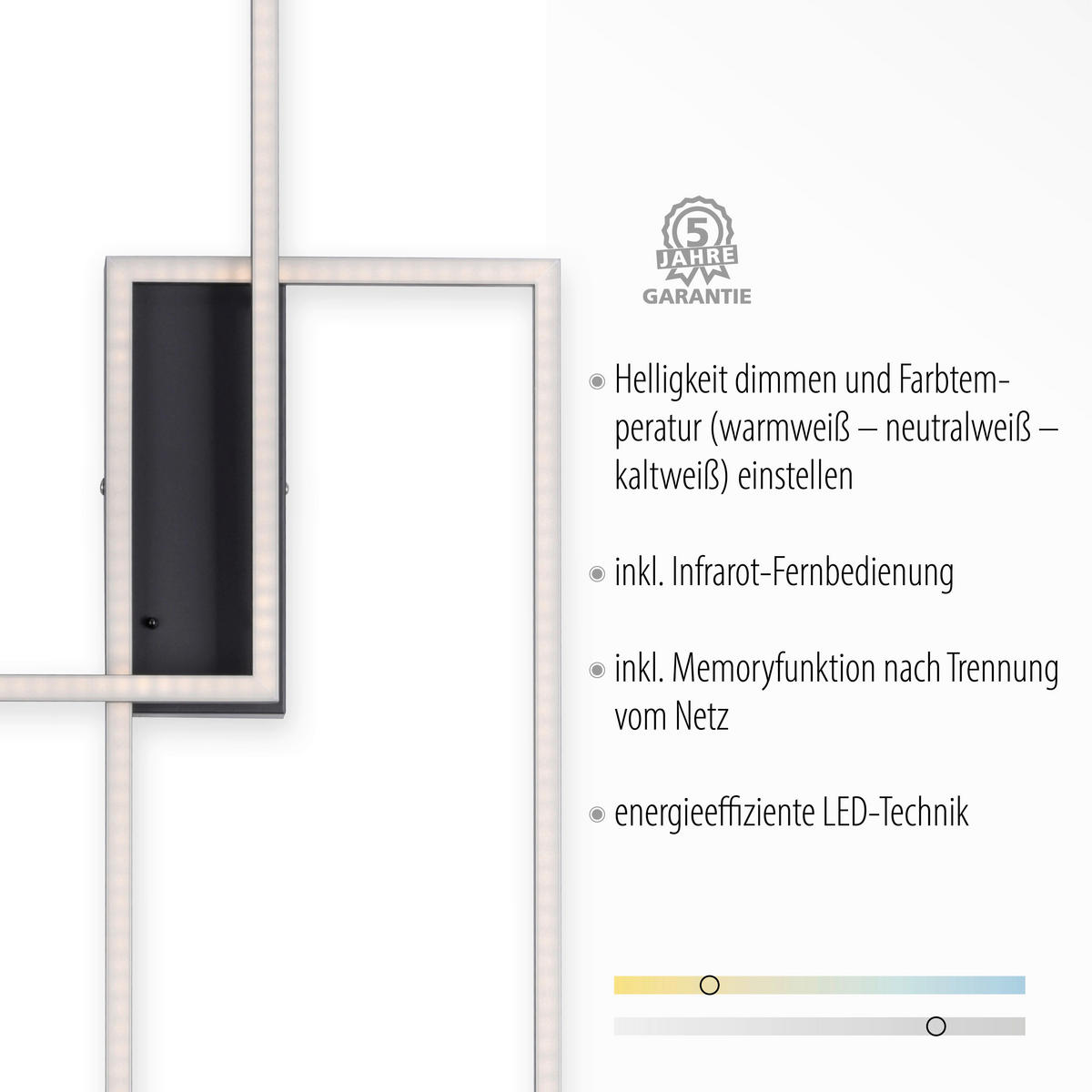 LED-DECKENLEUCHTE Iven 60,5/32,5/6,5 cm   - Schwarz, Design, Kunststoff/Metall (60,5/32,5/6,5cm)