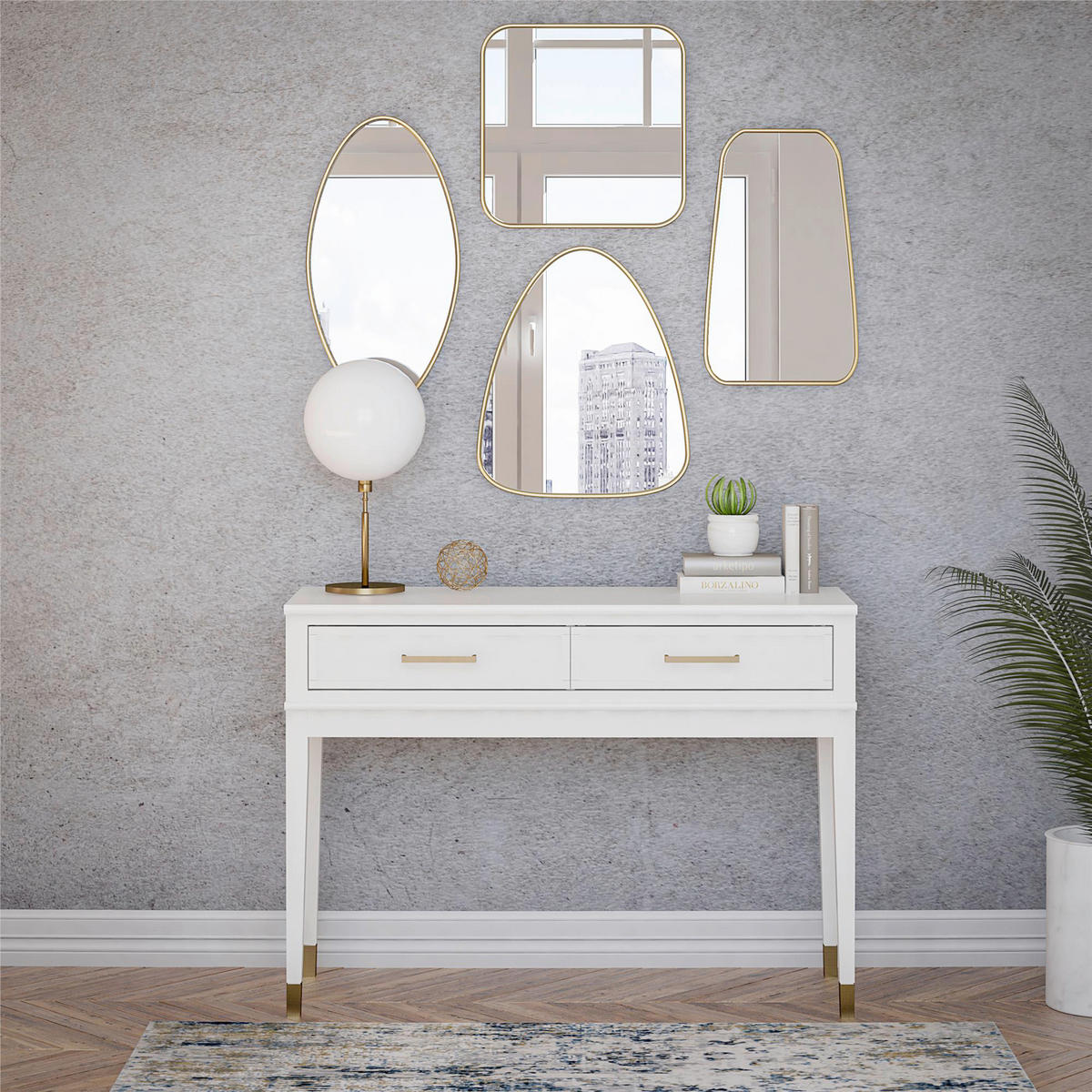 KONSOLENTISCH Weiß  - Messingfarben/Weiß, Design, Holzwerkstoff/Metall (105/40/76cm) - MID.YOU