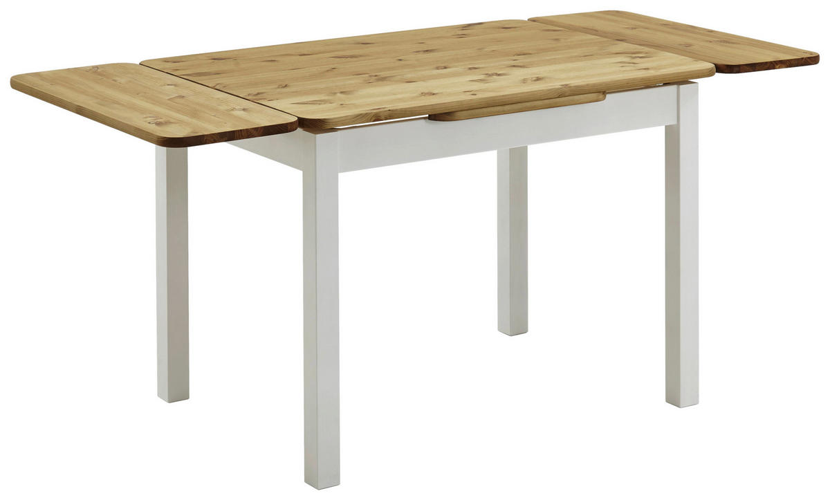 ESSTISCH Weiß, Laugenfarbig rechteckig  ausziehbar, in verschiedenen Größen erhältlich  - Laugenfarbig/Weiß, ROMANTIK / LANDHAUS, Holz (104-154/77/74cm) - Boxxx